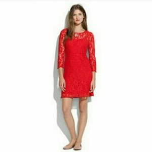 Madewell red lace dress